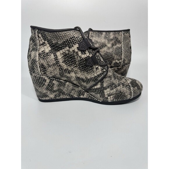 NEW Toms Kala Leather Snakeskin Print Lace Up Wedge Booties Womens 9 - Picture 7 of 12